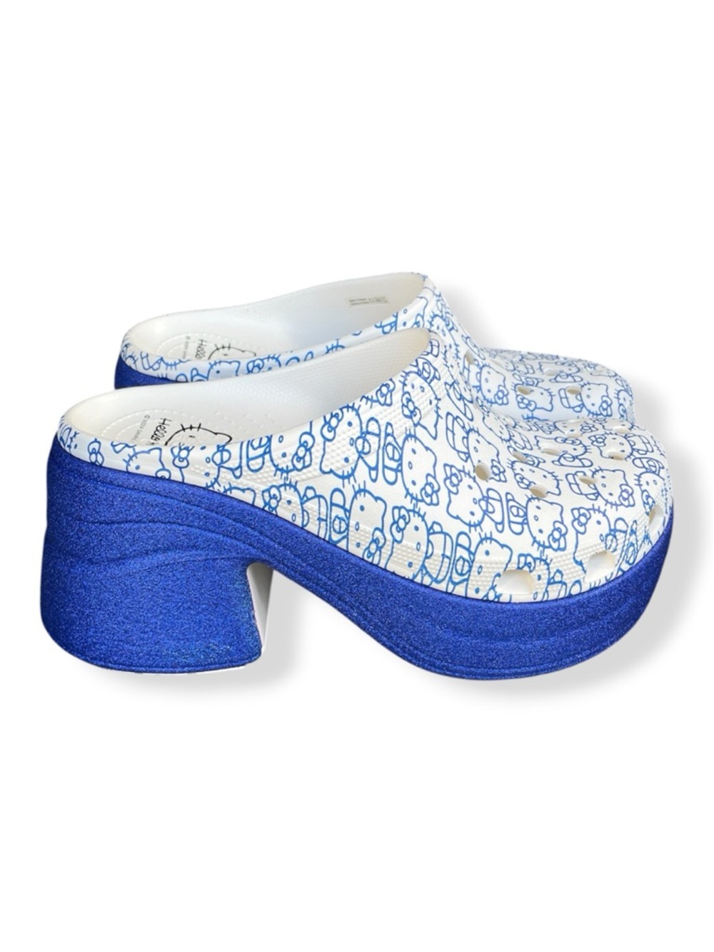 Hello Kitty x Crocs Siren Clog '50th Anniversary' Blue Glitter Platform Mules 11 - Picture 12 of 15